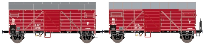 Exact-Train EX23715 - H0 - 2-tlg. Set Gedeckter Güterwagen, PKP, Ep. IVa